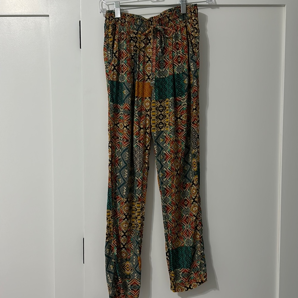 Aztec print light weight joggers with pockets and stretchy waist
